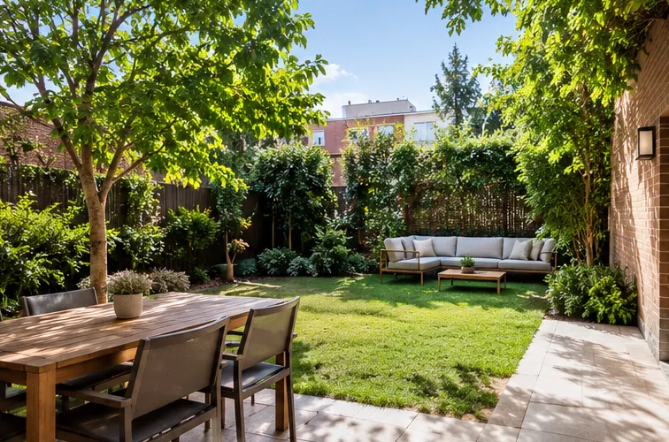 Jardín privado de una vivienda con zona de estar